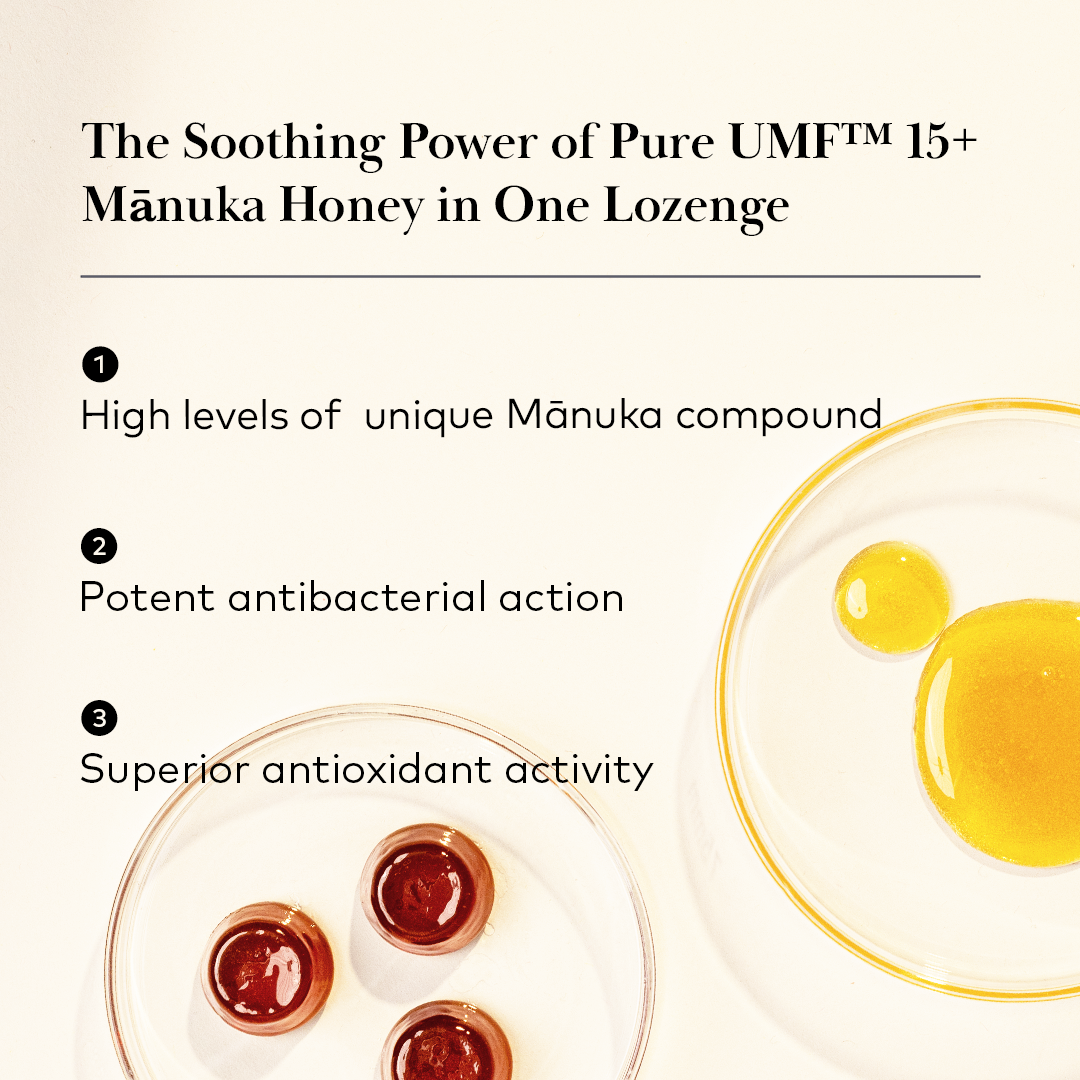 
                  
                    UMFâ„¢ 15+ 100% Pure Manuka Honey Lozenges
                  
                