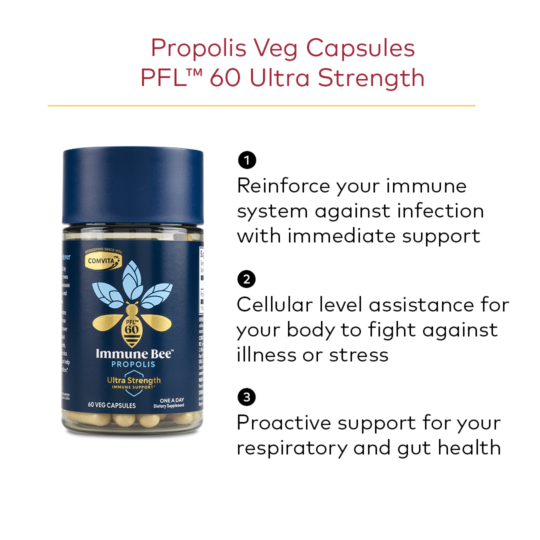 Immune Bee™ Propolis PFL™ 60 Ultra Strength 60 Veg Caps – HoneyWorld